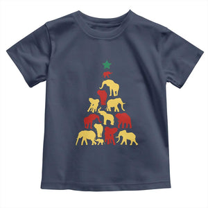 South Africa Elephant Christmas Tree Toddler T Shirt Safari Animals Xmas TS02 Navy Print Your Wear