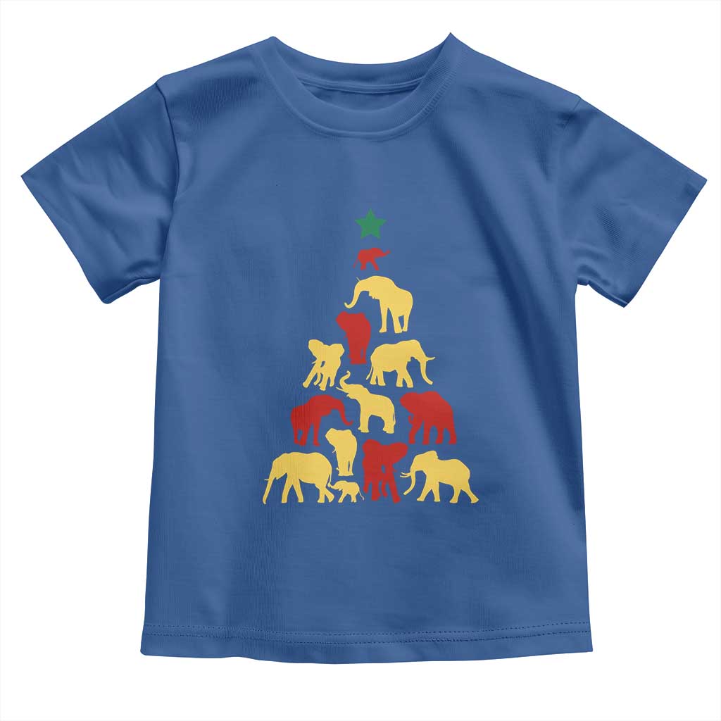 South Africa Elephant Christmas Tree Toddler T Shirt Safari Animals Xmas TS02 Royal Blue Print Your Wear