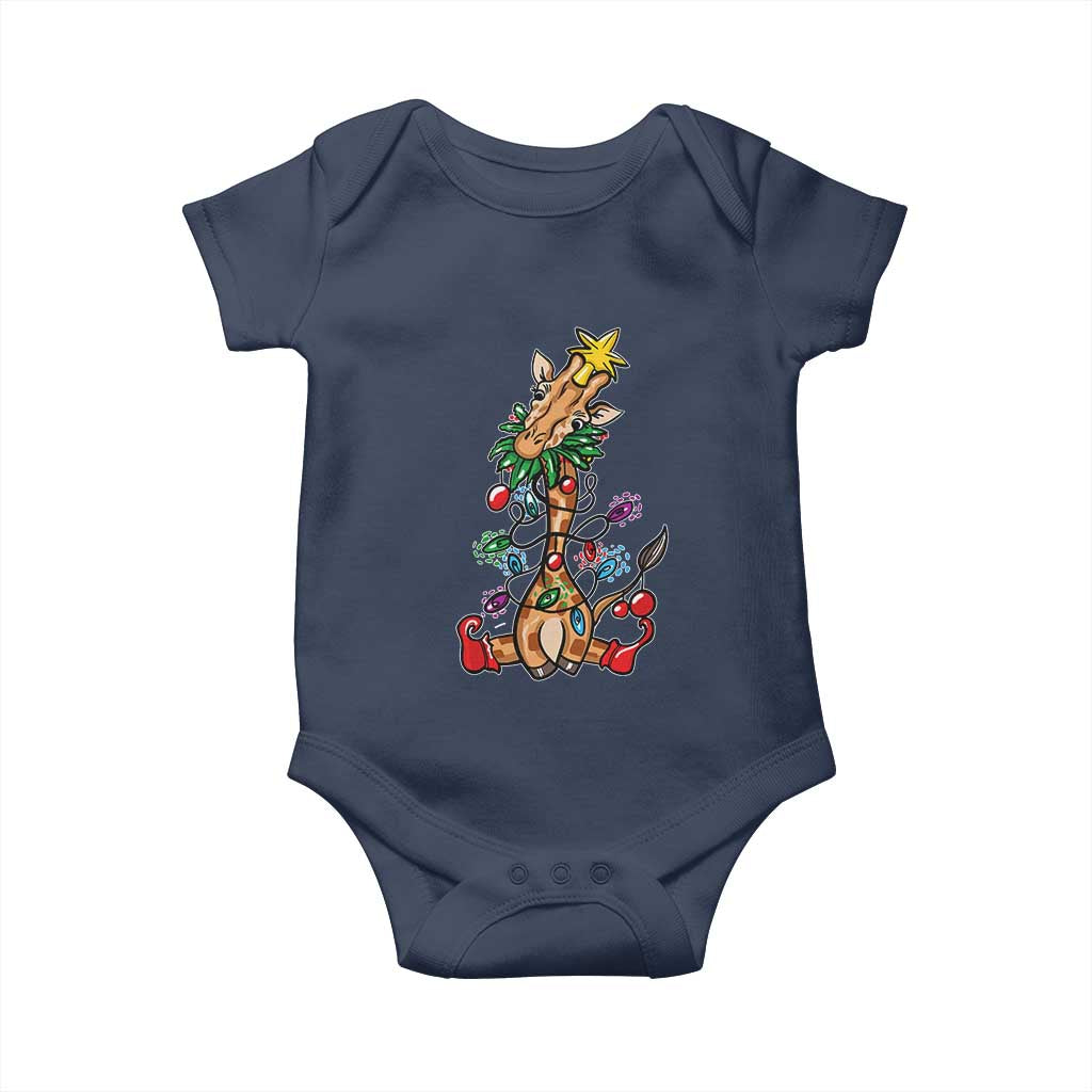 Giraffe Christmas Tree Baby Onesie Funny Xmas Giraffes Lover Gift TS02 Navy Print Your Wear