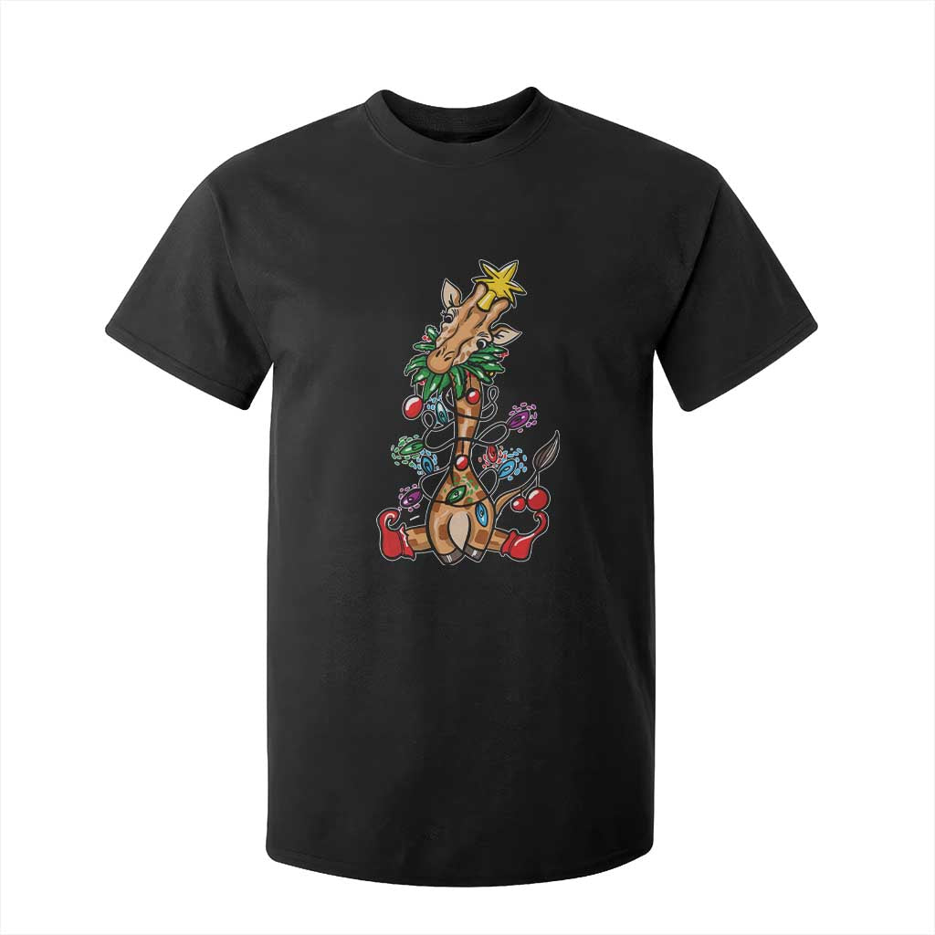 Giraffe Christmas Tree T Shirt For Kid Funny Xmas Giraffes Lover Gift TS02 Black Print Your Wear