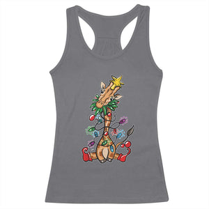 Giraffe Christmas Tree Racerback Tank Top Funny Xmas Giraffes Lover Gift TS02 Charcoal Print Your Wear