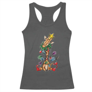 Giraffe Christmas Tree Racerback Tank Top Funny Xmas Giraffes Lover Gift TS02 Dark Heather Print Your Wear