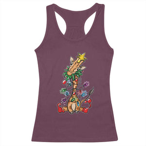 Giraffe Christmas Tree Racerback Tank Top Funny Xmas Giraffes Lover Gift TS02 Maroon Print Your Wear