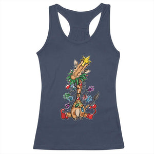 Giraffe Christmas Tree Racerback Tank Top Funny Xmas Giraffes Lover Gift TS02 Navy Print Your Wear