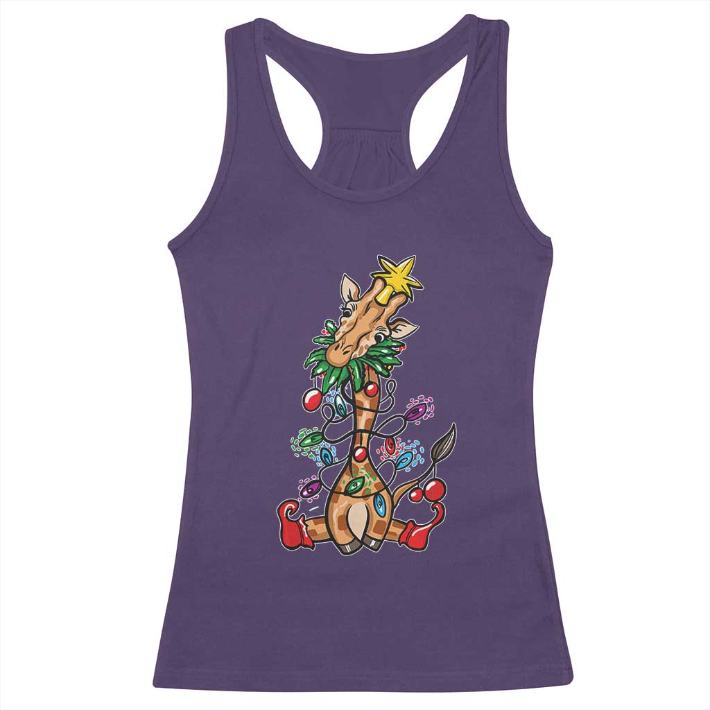 Giraffe Christmas Tree Racerback Tank Top Funny Xmas Giraffes Lover Gift TS02 Purple Print Your Wear