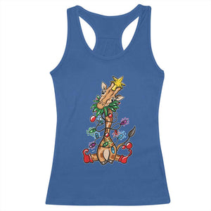 Giraffe Christmas Tree Racerback Tank Top Funny Xmas Giraffes Lover Gift TS02 Royal Blue Print Your Wear