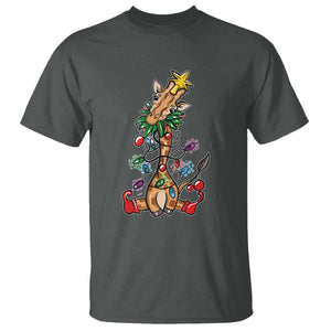 Giraffe Christmas Tree T Shirt Funny Xmas Giraffes Lover Gift TS02 Dark Heather Print Your Wear
