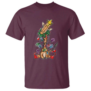 Giraffe Christmas Tree T Shirt Funny Xmas Giraffes Lover Gift TS02 Maroon Print Your Wear