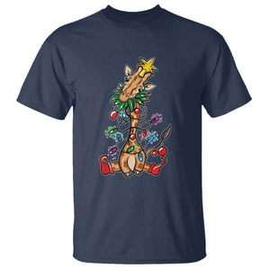Giraffe Christmas Tree T Shirt Funny Xmas Giraffes Lover Gift TS02 Navy Print Your Wear