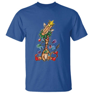 Giraffe Christmas Tree T Shirt Funny Xmas Giraffes Lover Gift TS02 Royal Blue Print Your Wear