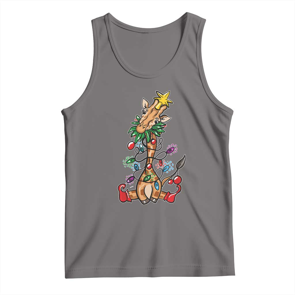 Giraffe Christmas Tree Tank Top Funny Xmas Giraffes Lover Gift TS02 Deep Heather Print Your Wear