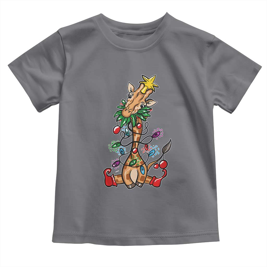 Giraffe Christmas Tree Toddler T Shirt Funny Xmas Giraffes Lover Gift TS02 Charcoal Print Your Wear