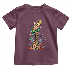 Giraffe Christmas Tree Toddler T Shirt Funny Xmas Giraffes Lover Gift TS02 Maroon Print Your Wear