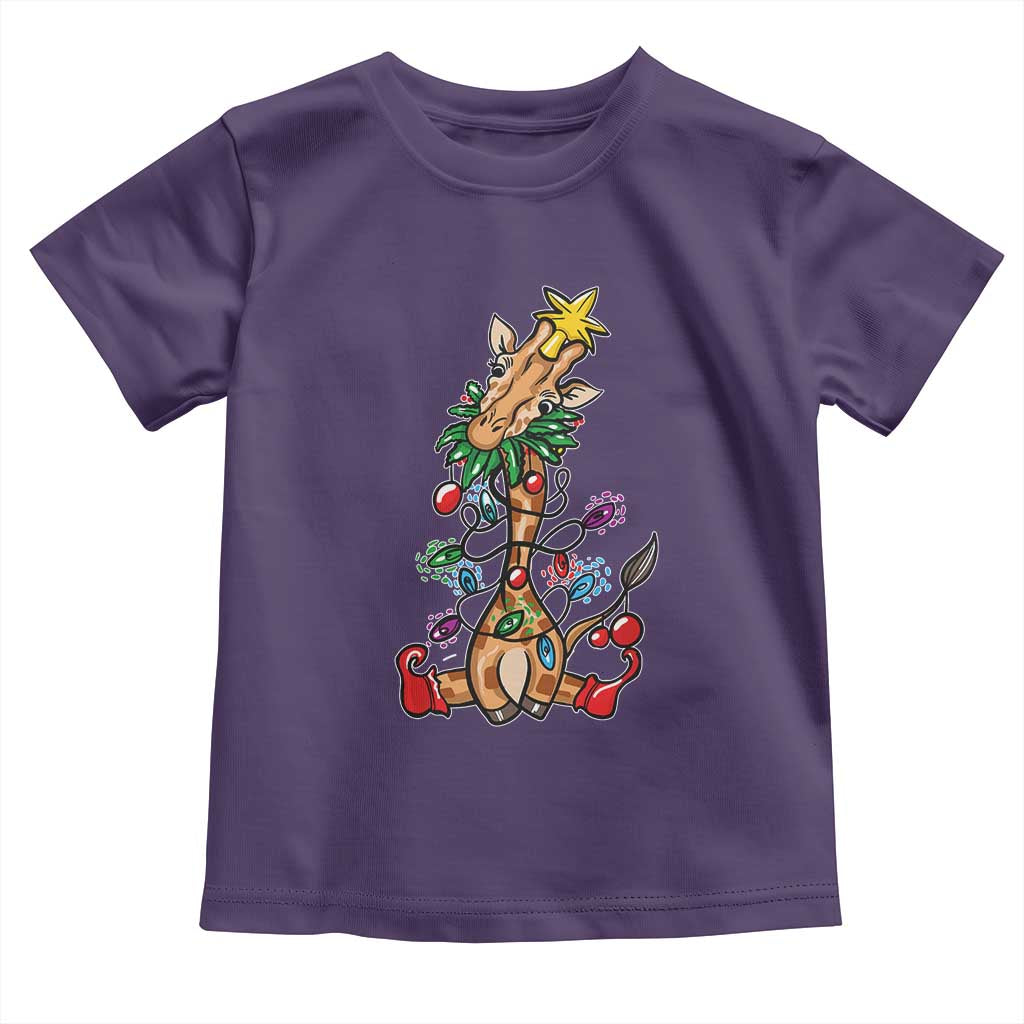 Giraffe Christmas Tree Toddler T Shirt Funny Xmas Giraffes Lover Gift TS02 Purple Print Your Wear