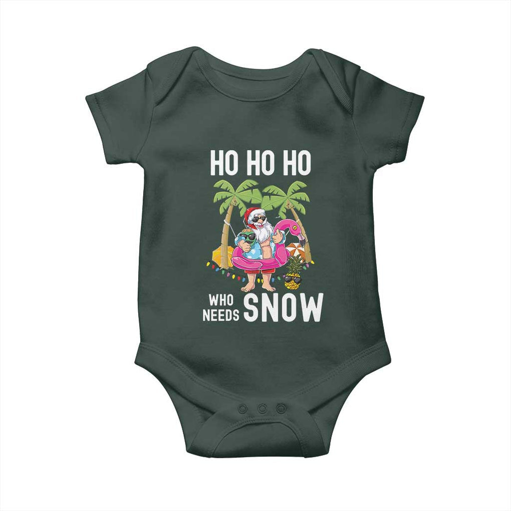Tropical Beachy Christmas Baby Onesie Ho Ho Ho Who Needs Snow Santa Xmas In Hawaii Palm Tree TS02 Print Your Wear