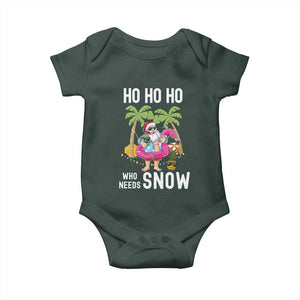 Tropical Beachy Christmas Baby Onesie Ho Ho Ho Who Needs Snow Santa Xmas In Hawaii Palm Tree TS02 Print Your Wear