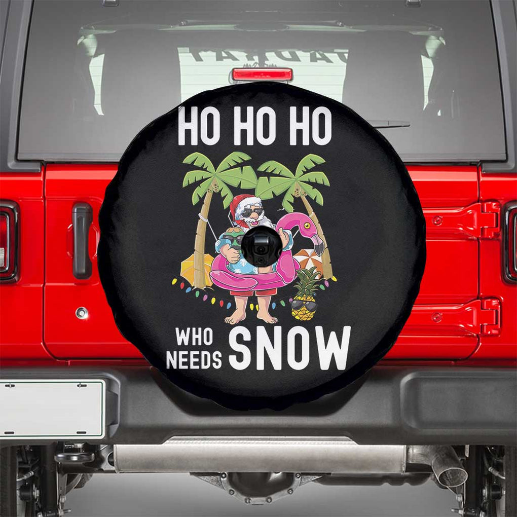 Tropical Beachy Christmas Spare Tire Cover Ho Ho Ho Who Needs Snow Santa Xmas In Hawaii Palm Tree TS02 Black Print Your Wear