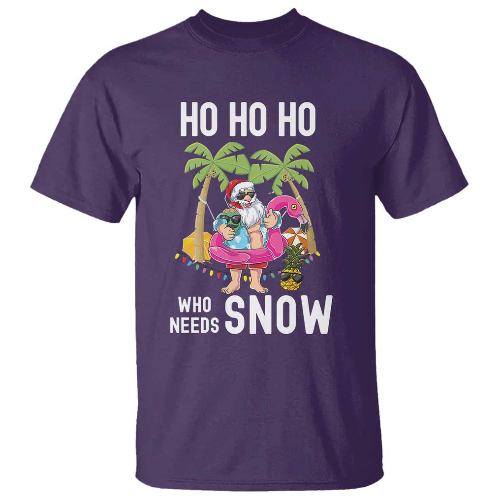 Tropical Beachy Christmas T Shirt Ho Ho Ho Who Needs Snow Santa Xmas In Hawaii Palm Tree TS02 Purple Print Your Wear