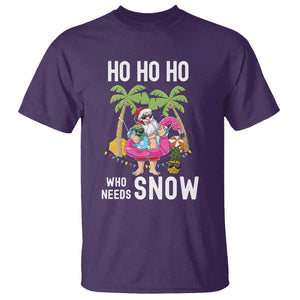 Tropical Beachy Christmas T Shirt Ho Ho Ho Who Needs Snow Santa Xmas In Hawaii Palm Tree TS02 Purple Print Your Wear