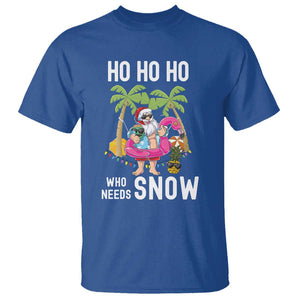 Tropical Beachy Christmas T Shirt Ho Ho Ho Who Needs Snow Santa Xmas In Hawaii Palm Tree TS02 Royal Blue Print Your Wear