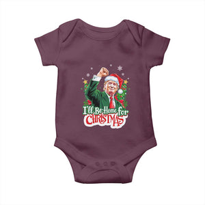 Funny Trump Santa 2024 Christmas Baby Onesie I'll Be Home For Xmas TS02 Maroon Print Your Wear