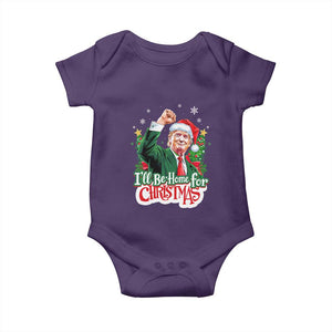 Funny Trump Santa 2024 Christmas Baby Onesie I'll Be Home For Xmas TS02 Purple Print Your Wear