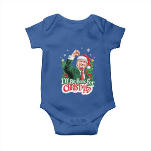 Funny Trump Santa 2024 Christmas Baby Onesie I'll Be Home For Xmas TS02 Royal Blue Print Your Wear