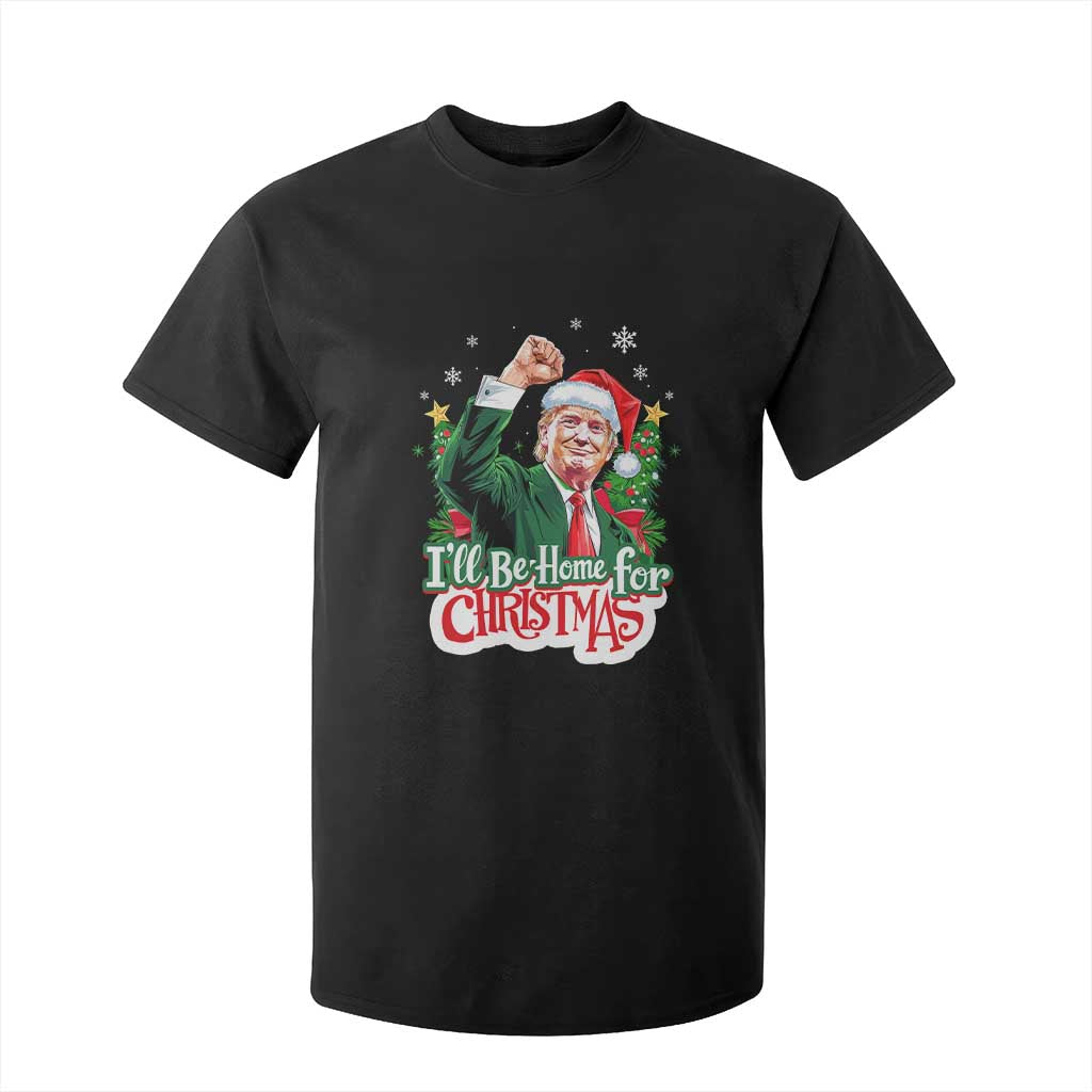 Funny Trump Santa 2024 Christmas T Shirt For Kid I'll Be Home For Xmas TS02 Black Print Your Wear
