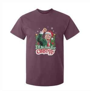 Funny Trump Santa 2024 Christmas T Shirt For Kid I'll Be Home For Xmas TS02 Maroon Print Your Wear