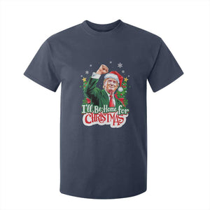 Funny Trump Santa 2024 Christmas T Shirt For Kid I'll Be Home For Xmas TS02 Navy Print Your Wear