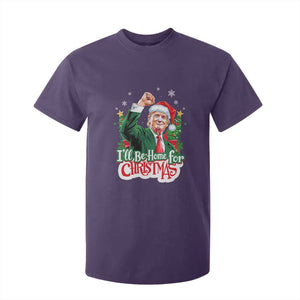 Funny Trump Santa 2024 Christmas T Shirt For Kid I'll Be Home For Xmas TS02 Purple Print Your Wear