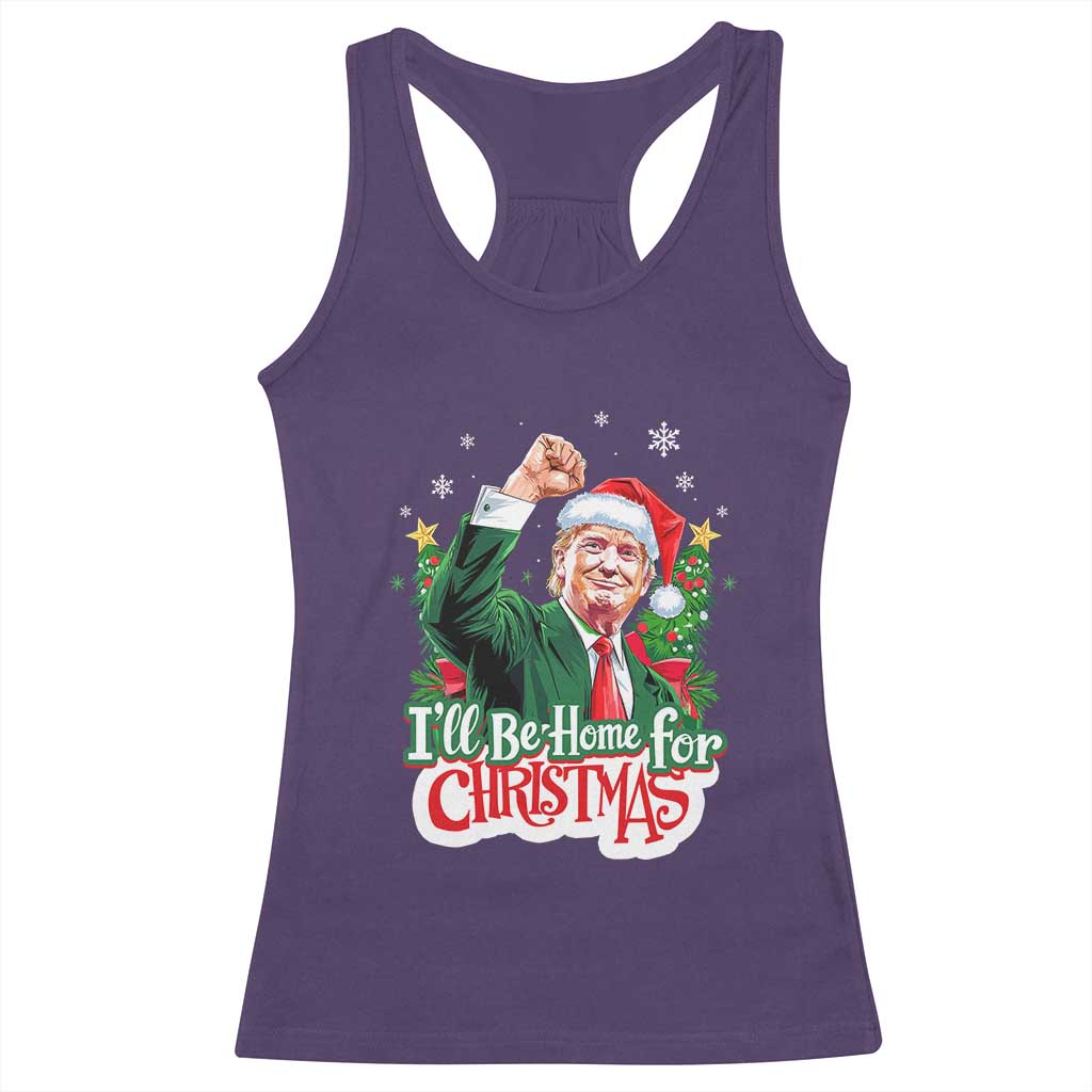 Funny Trump Santa 2024 Christmas Racerback Tank Top I'll Be Home For Xmas TS02 Purple Print Your Wear