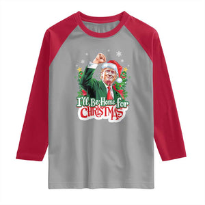 Funny Trump Santa 2024 Christmas Raglan Shirt I'll Be Home For Xmas TS02 Sport Gray Red Print Your Wear