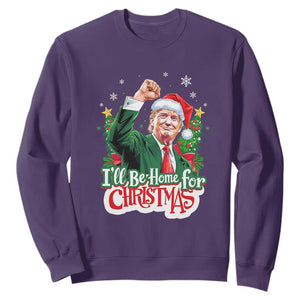 Funny Trump Santa 2024 Christmas Sweatshirt I'll Be Home For Xmas TS02 Purple Print Your Wear
