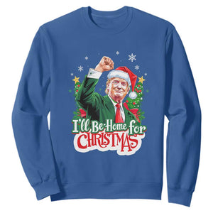 Funny Trump Santa 2024 Christmas Sweatshirt I'll Be Home For Xmas TS02 Royal Blue Print Your Wear