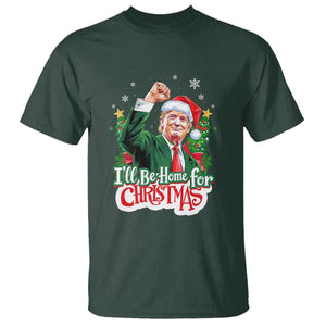 Funny Trump Santa 2024 Christmas T Shirt I'll Be Home For Xmas TS02 Dark Forest Green Print Your Wear
