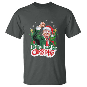 Funny Trump Santa 2024 Christmas T Shirt I'll Be Home For Xmas TS02 Dark Heather Print Your Wear