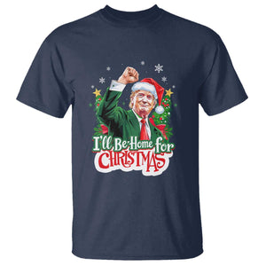 Funny Trump Santa 2024 Christmas T Shirt I'll Be Home For Xmas TS02 Navy Print Your Wear