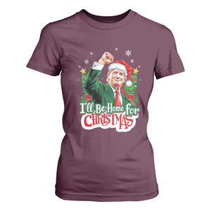 Funny Trump Santa 2024 Christmas T Shirt For Women I'll Be Home For Xmas TS02 Maroon Print Your Wear
