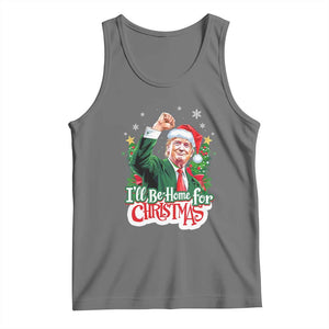 Funny Trump Santa 2024 Christmas Tank Top I'll Be Home For Xmas TS02 Black Heather Print Your Wear