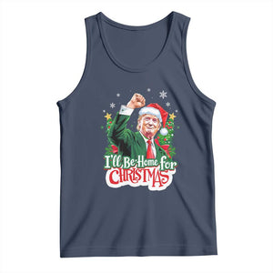 Funny Trump Santa 2024 Christmas Tank Top I'll Be Home For Xmas TS02 Navy Print Your Wear