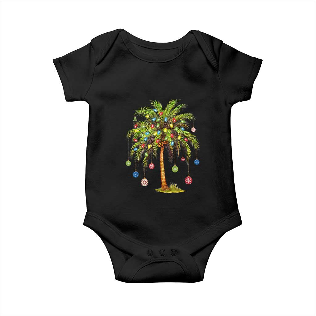 Christmas Palm Tree Baby Onesie Xmas Lights Tropical Hawaiian Holidays TS02 Black Print Your Wear