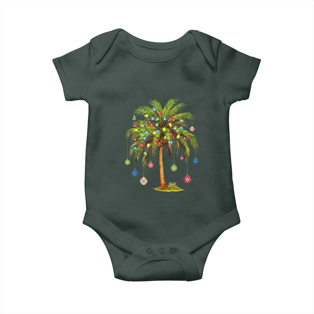 Christmas Palm Tree Baby Onesie Xmas Lights Tropical Hawaiian Holidays TS02 Print Your Wear