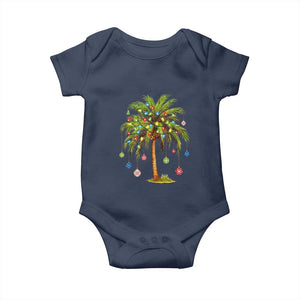 Christmas Palm Tree Baby Onesie Xmas Lights Tropical Hawaiian Holidays TS02 Navy Print Your Wear