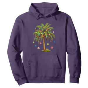Christmas Palm Tree Hoodie Xmas Lights Tropical Hawaiian Holidays TS02 Purple Print Your Wear
