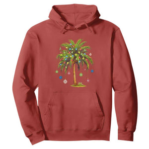 Christmas Palm Tree Hoodie Xmas Lights Tropical Hawaiian Holidays TS02 Red Print Your Wear