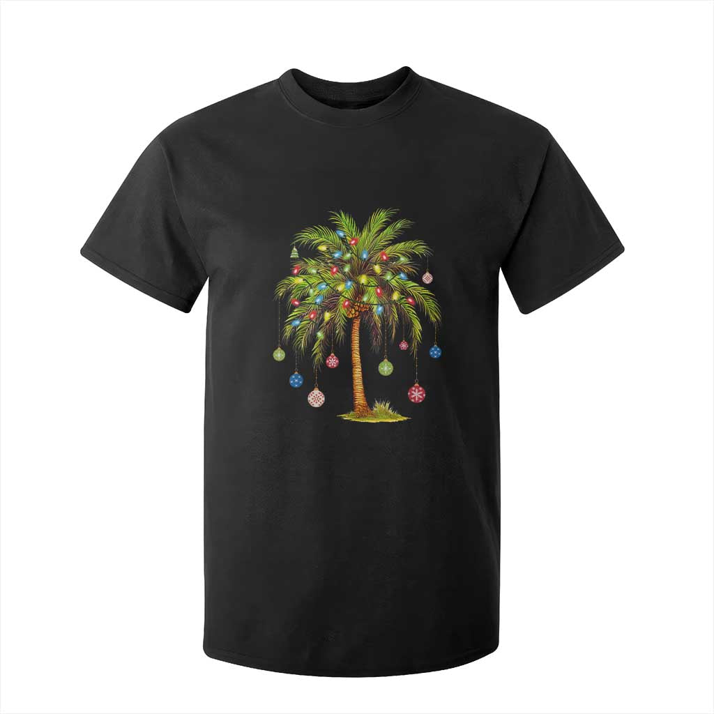 Christmas Palm Tree T Shirt For Kid Xmas Lights Tropical Hawaiian Holidays TS02 Black Print Your Wear
