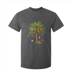 Christmas Palm Tree T Shirt For Kid Xmas Lights Tropical Hawaiian Holidays TS02 Dark Heather Print Your Wear