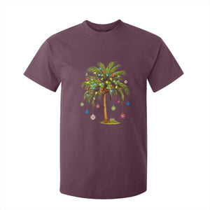 Christmas Palm Tree T Shirt For Kid Xmas Lights Tropical Hawaiian Holidays TS02 Maroon Print Your Wear