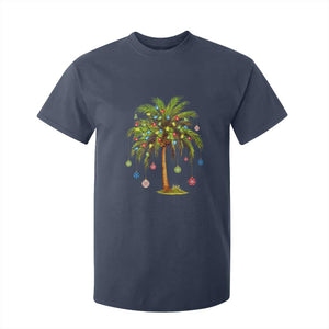 Christmas Palm Tree T Shirt For Kid Xmas Lights Tropical Hawaiian Holidays TS02 Navy Print Your Wear